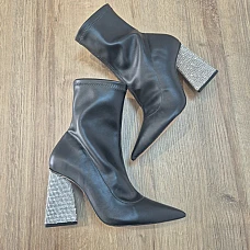 Bottines cuir noir – pointure 36 – talon strass – SCHUTZ Bottines cuir noir – pointure 36 – talon strass – SCHUTZ